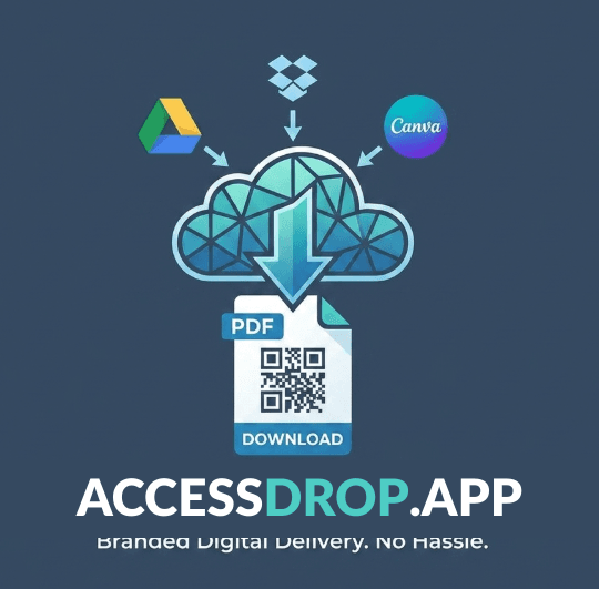 AccessDrop — branded digital delivery for Google Drive, Dropbox, and Canva links